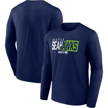 Men's Seattle Seahawks Navy One Two Long Sleeve T-Shirt Men's Seattle Seahawks Navy One Two Long Sleeve T-Shirt