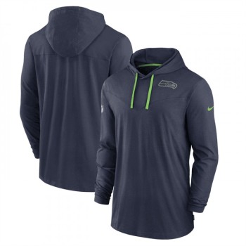 Men's Seattle Seahawks Navy Sideline Pop Performance Pullover Long Sleeve Hoodie T-Shirt Men's Seattle Seahawks Navy Sideline Pop Performance Pullover Long Sleeve Hoodie T-Shirt