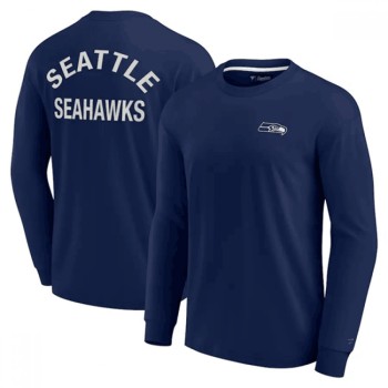 Men's Seattle Seahawks Navy Signature Unisex Super Soft Long Sleeve T-Shirt Men's Seattle Seahawks Navy Signature Unisex Super Soft Long Sleeve T-Shirt