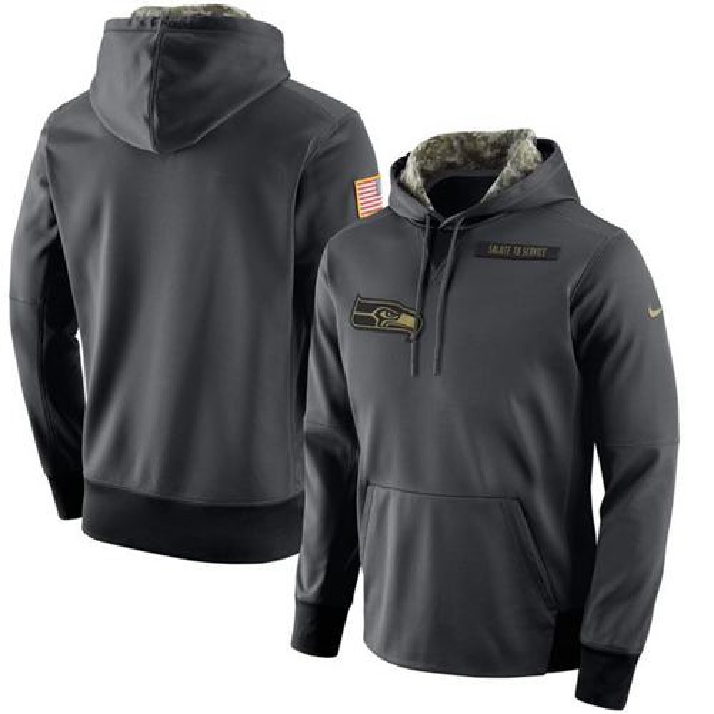 Men's Seattle Seahawks Anthracite Salute to Service Player Performance Hoodie
