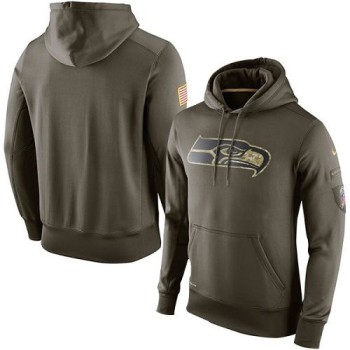Men's Seattle Seahawks Olive Salute To Service KO Performance Hoodie Men's Seattle Seahawks Olive Salute To Service KO Performance Hoodie