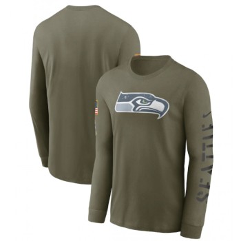 Men's Seattle Seahawks Olive 2022 Salute to Service Long Sleeve T-Shirt Men's Seattle Seahawks Olive 2022 Salute to Service Long Sleeve T-Shirt