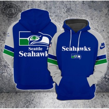 Men's Seattle Seahawks Royal Team Big Logo Sideline Alternate Club Pullover Hoodie Men's Seattle Seahawks Royal Team Big Logo Sideline Alternate Club Pullover Hoodie