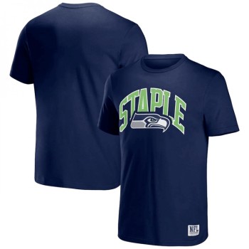 Men's Seattle Seahawks x Staple Navy Logo Lockup T-Shirt Men's Seattle Seahawks x Staple Navy Logo Lockup T-Shirt