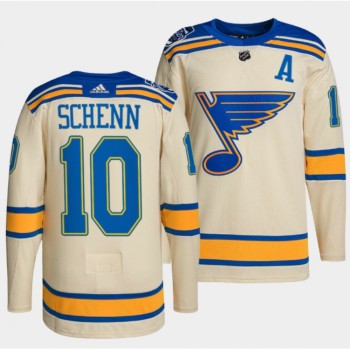 Men's St. Louis Blues #10 Brayden Schenn Cream 2022 Winter Classic Stitched Jersey Men's St. Louis Blues #10 Brayden Schenn Cream 2022 Winter Classic Stitched Jersey