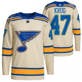 Men's St. Louis Blues #47 Torey Krug Cream 2022 Winter Classic Stitched Jersey Men's St. Louis Blues #47 Torey Krug Cream 2022 Winter Classic Stitched Jersey