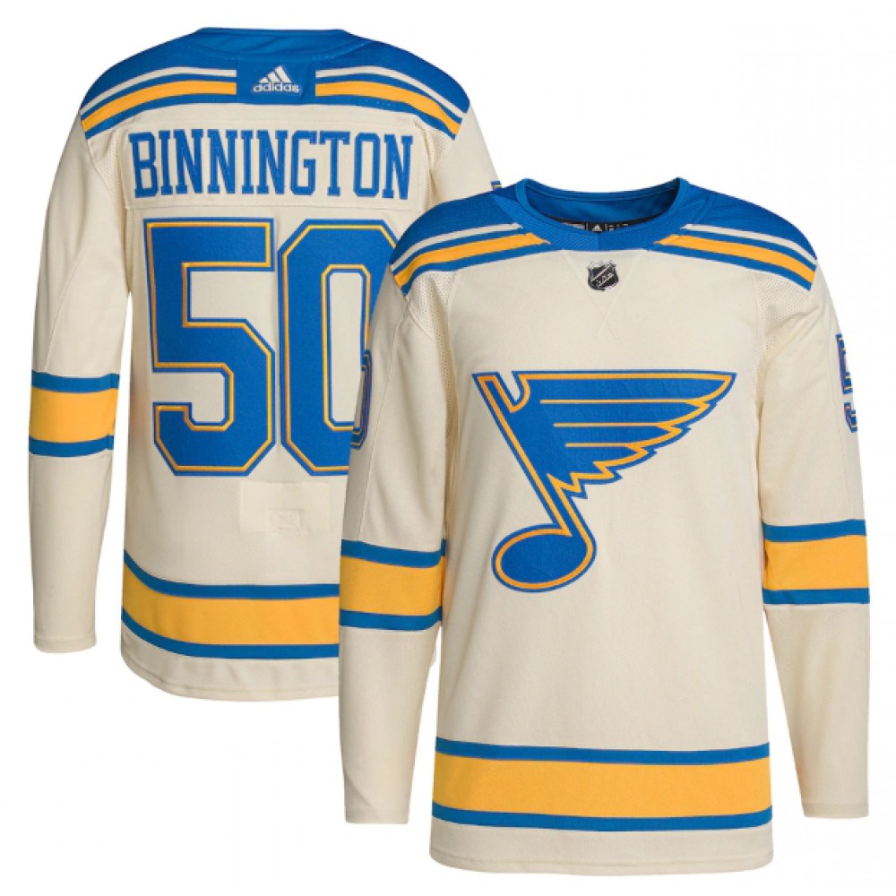 Men's St. Louis Blues #50 Jordan Binnington Cream 2022 Winter Classic Stitched Jersey