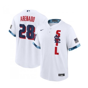 Men's St. Louis Cardinals #28 Nolan Arenado 2021 White All-Star Cool Base Stitched MLB Jersey Men's St. Louis Cardinals #28 Nolan Arenado 2021 White All-Star Cool Base Stitched MLB Jersey
