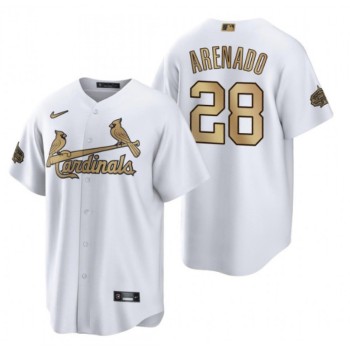 Men's St. Louis Cardinals #28 Nolan Arenado 2022 All-Star White Cool Base Stitched Baseball Jersey Men's St. Louis Cardinals #28 Nolan Arenado 2022 All-Star White Cool Base Stitched Baseball Jersey