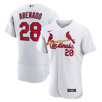Men's St. Louis Cardinals #28 Nolan Arenado White Flex Base Stitched Jersey Men's St. Louis Cardinals #28 Nolan Arenado White Flex Base Stitched Jersey