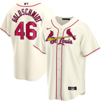Men's St. Louis Cardinals #46 Paul Goldschmidt Cream Cool Base Stitched Jersey Men's St. Louis Cardinals #46 Paul Goldschmidt Cream Cool Base Stitched Jersey