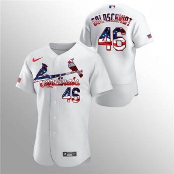 Men's St. Louis Cardinals #46 Paul Goldschmidt White 2020 Stars & Stripes Flex Base Stitched Jersey Men's St. Louis Cardinals #46 Paul Goldschmidt White 2020 Stars & Stripes Flex Base Stitched Jersey