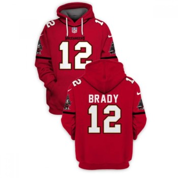 Men's Tampa Bay Buccaneers #12 Tom Brady 2021 Red Pullover Hoodie Men's Tampa Bay Buccaneers #12 Tom Brady 2021 Red Pullover Hoodie