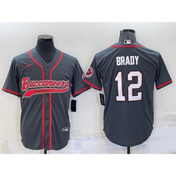 Men's Tampa Bay Buccaneers #12 Tom Brady Grey Cool Base Stitched Baseball Jersey Men's Tampa Bay Buccaneers #12 Tom Brady Grey Cool Base Stitched Baseball Jersey