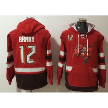 Men's Tampa Bay Buccaneers #12 Tom Brady Red Ageless Must-Have Lace-Up Pullover Hoodie Men's Tampa Bay Buccaneers #12 Tom Brady Red Ageless Must-Have Lace-Up Pullover Hoodie