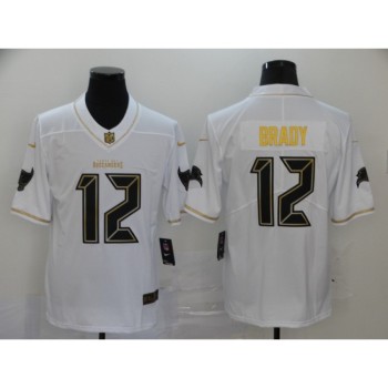 Men's Tampa Bay Buccaneers #12 Tom Brady White Golden Stitched NFL Jersey Men's Tampa Bay Buccaneers #12 Tom Brady White Golden Stitched NFL Jersey