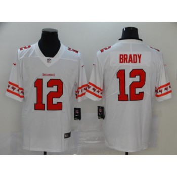 Men's Tampa Bay Buccaneers #12 Tom Brady White Team Logo Stitched Jersey Men's Tampa Bay Buccaneers #12 Tom Brady White Team Logo Stitched Jersey
