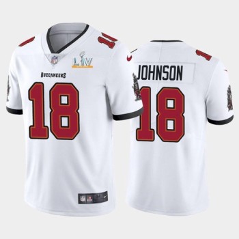 Men's Tampa Bay Buccaneers #18 Tyler Johnson White 2021 Super Bowl LV Limited Stitched Jersey Men's Tampa Bay Buccaneers #18 Tyler Johnson White 2021 Super Bowl LV Limited Stitched Jersey