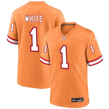 Men's Tampa Bay Buccaneers #1 Rachaad White Orange Throwback Limited Stitched Game Jersey Men's Tampa Bay Buccaneers #1 Rachaad White Orange Throwback Limited Stitched Game Jersey