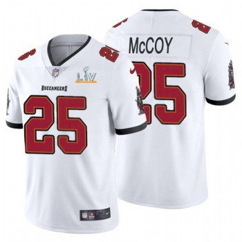Men's Tampa Bay Buccaneers #25 LeSean McCoy White 2021 Super Bowl LV Limited Stitched Jersey Men's Tampa Bay Buccaneers #25 LeSean McCoy White 2021 Super Bowl LV Limited Stitched Jersey