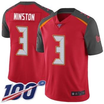 Men's Tampa Bay Buccaneers #3 Jameis Winston Red 2019 100th Season Vapor Untouchable Limited Stitched NFL Jersey Men's Tampa Bay Buccaneers #3 Jameis Winston Red 2019 100th Season Vapor Untouchable Limited Stitched NFL Jersey