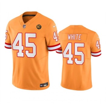 Men's Tampa Bay Buccaneers #45 Devin White Orange 2023 F.U.S.E. Throwback With John Madden Patch Vapor Limited Stitched Football Jersey Men's Tampa Bay Buccaneers #45 Devin White Orange 2023 F.U.S.E. Throwback With John Madden Patch Vapor Limited Stitched Football Jersey