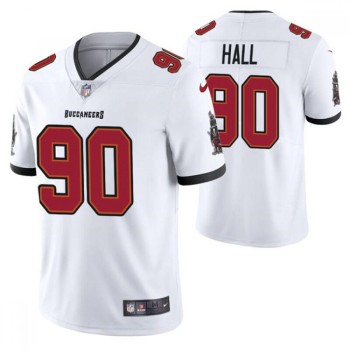 Men's Tampa Bay Buccaneers #90 Logan Hall White Vapor Untouchable Limited Stitched Jersey Men's Tampa Bay Buccaneers #90 Logan Hall White Vapor Untouchable Limited Stitched Jersey