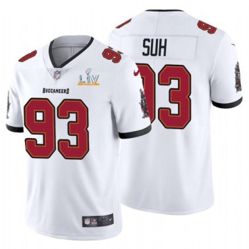Men's Tampa Bay Buccaneers #93 Ndamukong Suh White 2021 Super Bowl LV Limited Stitched Jersey Men's Tampa Bay Buccaneers #93 Ndamukong Suh White 2021 Super Bowl LV Limited Stitched Jersey