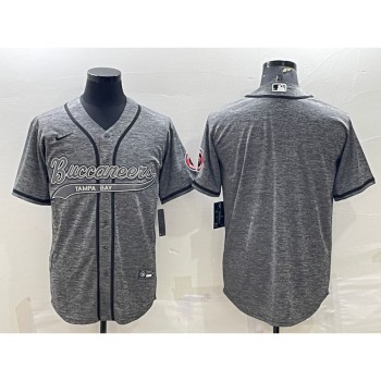 Men's Tampa Bay Buccaneers Blank Grey With Patch Cool Base Stitched Baseball Jersey Men's Tampa Bay Buccaneers Blank Grey With Patch Cool Base Stitched Baseball Jersey