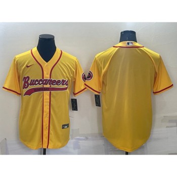 Men's Tampa Bay Buccaneers Blank Yellow Cool Base Stitched Baseball Jersey Men's Tampa Bay Buccaneers Blank Yellow Cool Base Stitched Baseball Jersey