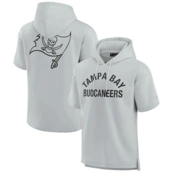 Men's Tampa Bay Buccaneers Gray Super Soft Fleece Short Sleeve Hoodie Men's Tampa Bay Buccaneers Gray Super Soft Fleece Short Sleeve Hoodie
