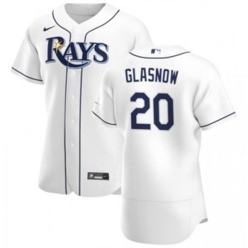 Men's Tampa Bay Rays #20 Tyler Glasnow White Flex Base Stitched Jersey Men's Tampa Bay Rays #20 Tyler Glasnow White Flex Base Stitched Jersey