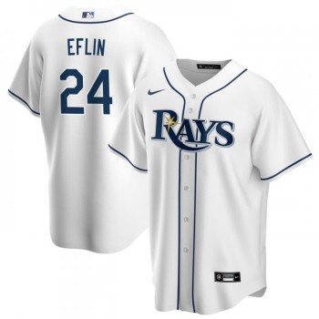 Men's Tampa Bay Rays #24 Zach Eflin White Cool Base Stitched Baseball Jersey Men's Tampa Bay Rays #24 Zach Eflin White Cool Base Stitched Baseball Jersey