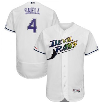 Men's Tampa Bay Rays #4 Blake Snell White Flex Base Stitched Jersey Men's Tampa Bay Rays #4 Blake Snell White Flex Base Stitched Jersey