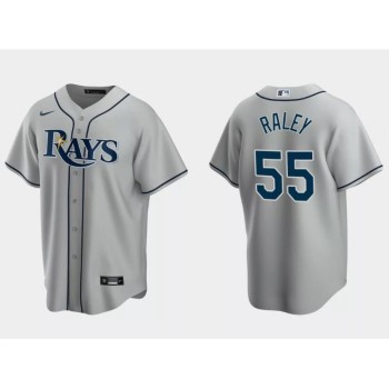 Men's Tampa Bay Rays #55 Luke Raley Grey Cool Base Stitched Baseball Jersey Men's Tampa Bay Rays #55 Luke Raley Grey Cool Base Stitched Baseball Jersey