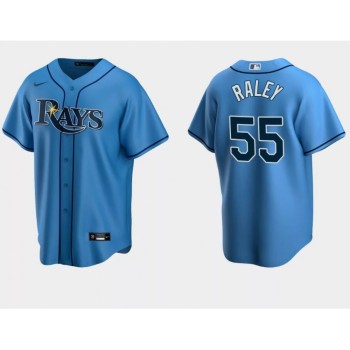 Men's Tampa Bay Rays #55 Luke Raley Light Blue Cool Base Stitched Baseball Jersey Men's Tampa Bay Rays #55 Luke Raley Light Blue Cool Base Stitched Baseball Jersey