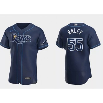 Men's Tampa Bay Rays #55 Luke Raley Navy Flex Base Stitched Jersey Men's Tampa Bay Rays #55 Luke Raley Navy Flex Base Stitched Jersey