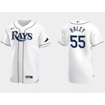 Men's Tampa Bay Rays #55 Luke Raley White Flex Base Stitched Jersey Men's Tampa Bay Rays #55 Luke Raley White Flex Base Stitched Jersey