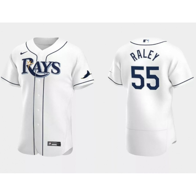 Men's Tampa Bay Rays #55 Luke Raley White Flex Base Stitched Jersey Men's Tampa Bay Rays #55 Luke Raley White Flex Base Stitched Jersey