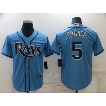 Men's Tampa Bay Rays #5 Wander Franco Blue Cool Base Stitched Baseball Jersey Men's Tampa Bay Rays #5 Wander Franco Blue Cool Base Stitched Baseball Jersey