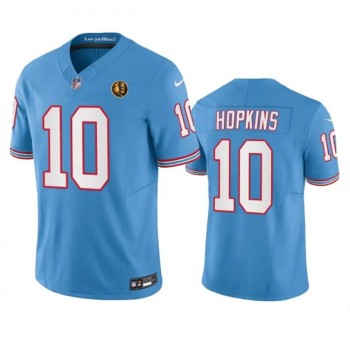 Men's Tennessee Titans #10 DeAndre Hopkins Blue 2023 F.U.S.E. Throwback With John Madden Patch Vapor Limited Stitched Football Jersey Men's Tennessee Titans #10 DeAndre Hopkins Blue 2023 F.U.S.E. Throwback With John Madden Patch Vapor Limited Stitched Football Jersey