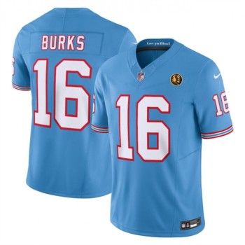 Men's Tennessee Titans #16 Treylon Burks Blue 2023 F.U.S.E. Throwback With John Madden Patch Vapor Limited Stitched Football Jersey Men's Tennessee Titans #16 Treylon Burks Blue 2023 F.U.S.E. Throwback With John Madden Patch Vapor Limited Stitched Football Jersey