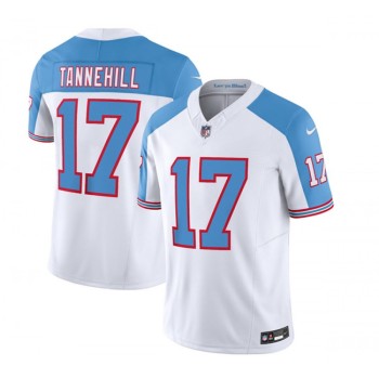 Men's Tennessee Titans #17 Ryan Tannehill White/Blue 2023 F.U.S.E. Vapor Limited Throwback Stitched Football Jersey Men's Tennessee Titans #17 Ryan Tannehill White/Blue 2023 F.U.S.E. Vapor Limited Throwback Stitched Football Jersey