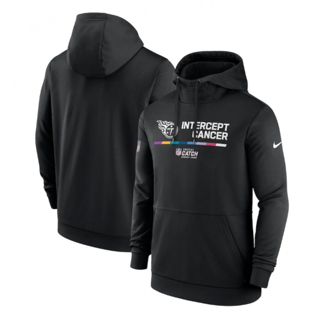 Men's Tennessee Titans 2022 Black Crucial Catch Therma Performance Pullover Hoodie