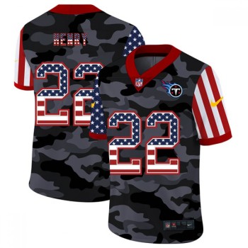 Men's Tennessee Titans #22 Derrick Henry 2020 Camo USA Flag Limited Stitched Jersey Men's Tennessee Titans #22 Derrick Henry 2020 Camo USA Flag Limited Stitched Jersey
