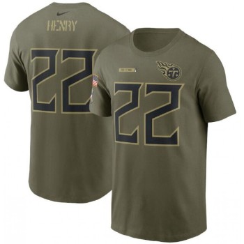 Men's Tennessee Titans #22 Derrick Henry 2021 Olive Salute To Service Legend Performance T-Shirt