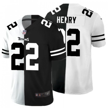 Men's Tennessee Titans #22 Derrick Henry Black And White Split Limited Stitched Jersey Men's Tennessee Titans #22 Derrick Henry Black And White Split Limited Stitched Jersey