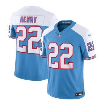 Men's Tennessee Titans #22 Derrick Henry Blue/White 2023 F.U.S.E. Vapor Limited Throwback Stitched Football Jersey Men's Tennessee Titans #22 Derrick Henry Blue/White 2023 F.U.S.E. Vapor Limited Throwback Stitched Football Jersey