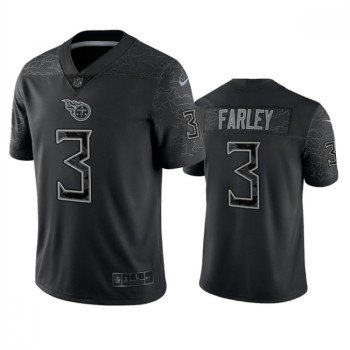 Men's Tennessee Titans #3 Caleb Farley Black Reflective Limited Stitched Football Jersey Men's Tennessee Titans #3 Caleb Farley Black Reflective Limited Stitched Football Jersey