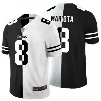 Men's Tennessee Titans #8 Marcus Mariota Black And White Split Limited Stitched Jersey Men's Tennessee Titans #8 Marcus Mariota Black And White Split Limited Stitched Jersey